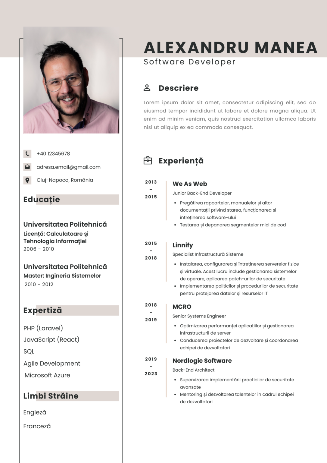 cv software developer romania