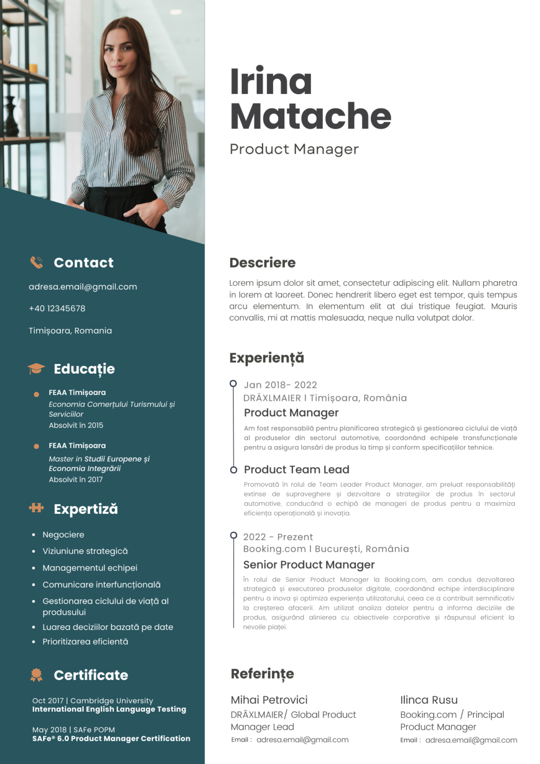 cv product manager romania