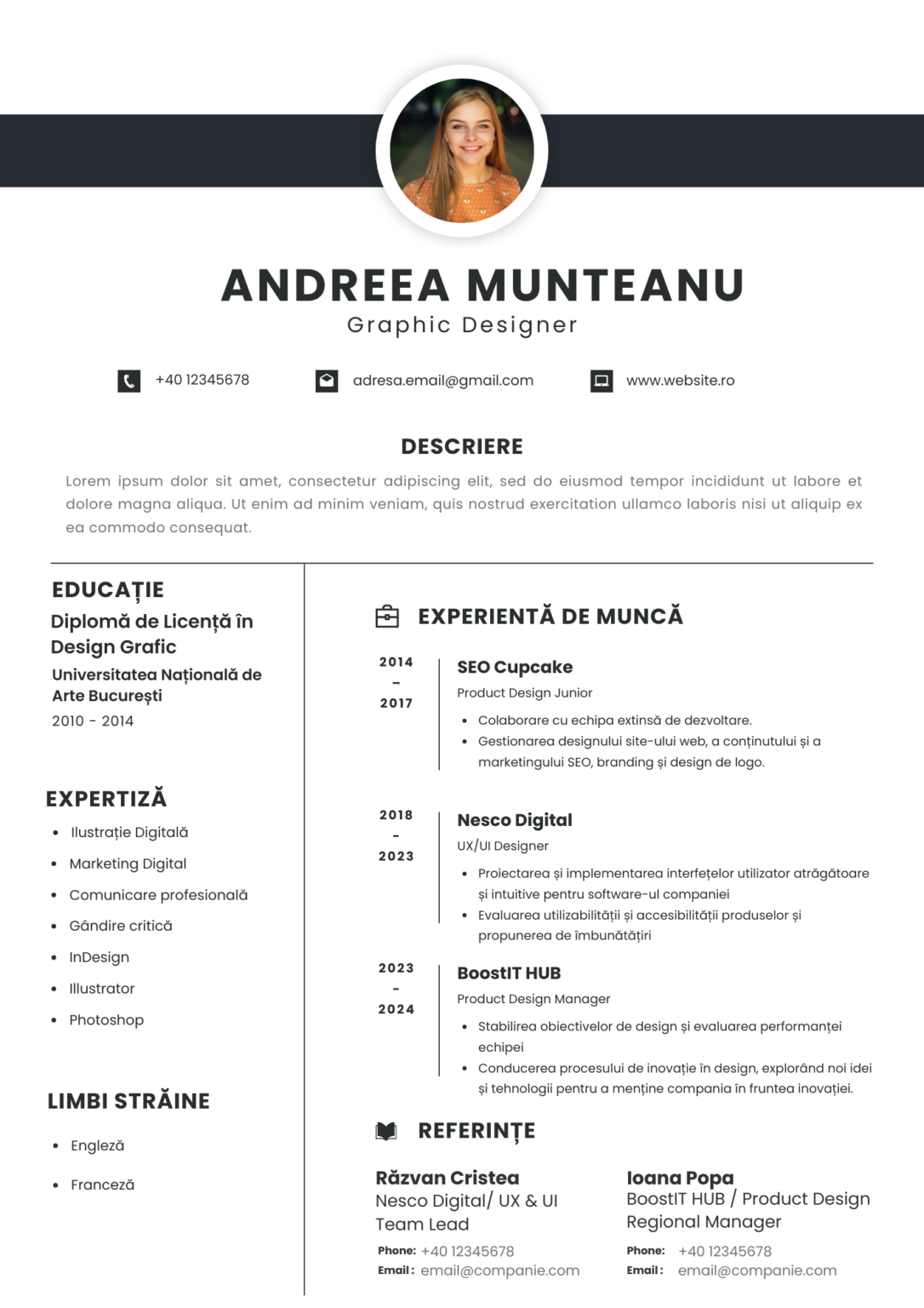 cv graphic designer romania